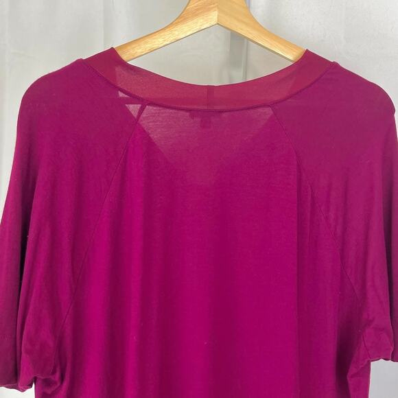 TALBOTS Tie V Neck Top Short Sleeve Jersey Knit Magenta Purple Size 1X Plus - Picture 6 of 9